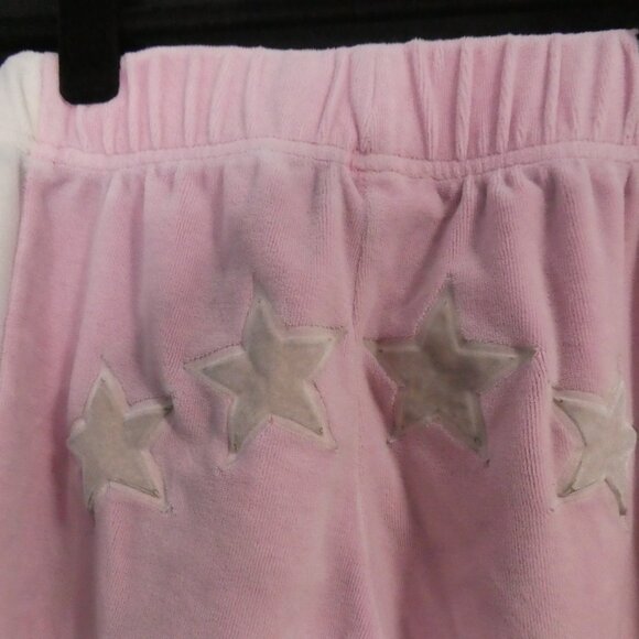 BONGO | medium | Pink Velour Sweatpants | Side White Stripes | 4 Grey Star Back - Picture 11 of 16